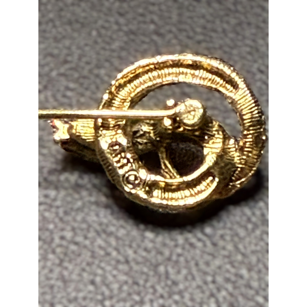 Vintage Signed ART Gold Tone Rhinestone Snake Serpent Brooch Hat Pin Cabochon - Picture 8 of 8